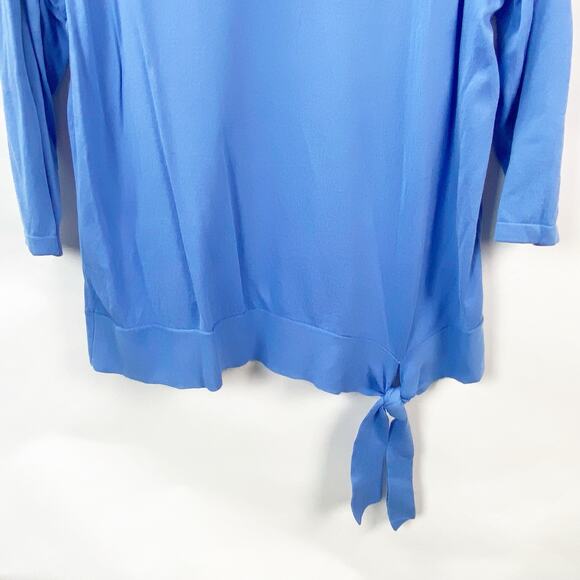 Talbots 2X Plus Womens Blue Knit Tie Waist Pullover Top - Picture 3 of 7